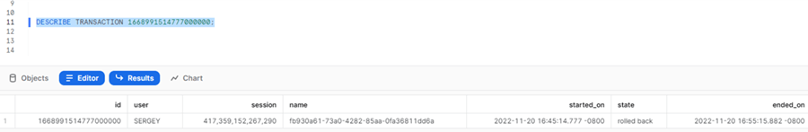 snowflake transactions
