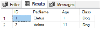 query results
