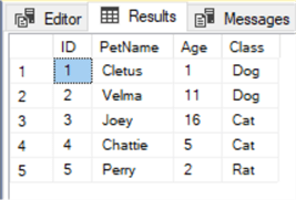 query results