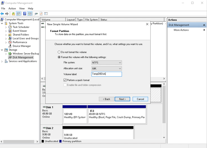 SQL Server with Compute engine-format disks-step3