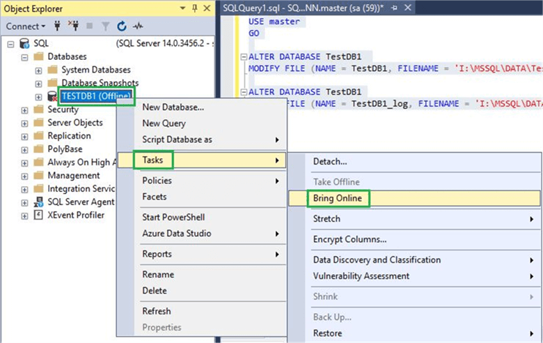 Make SQL database Online