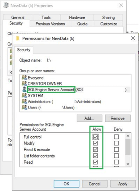 permission on new disk