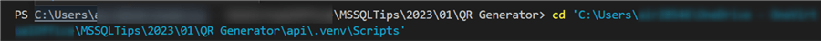 vs code terminal change dir