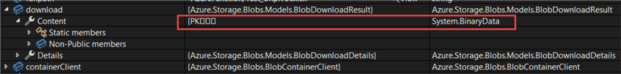 binary data download result