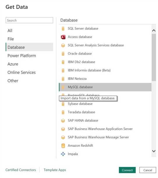 Select Database Power BI