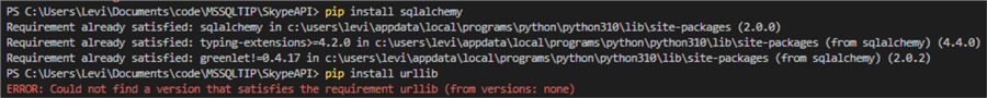 pip install sqlalchemy