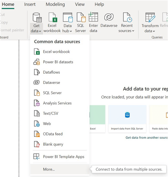 Common data sources in Power BI