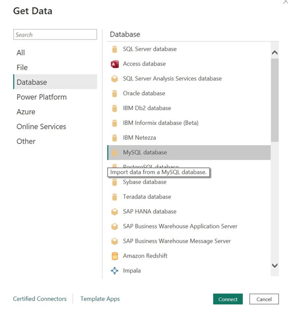 Selecting the database