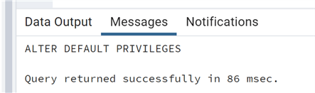 alter default privileges to grant privileges to any new table created