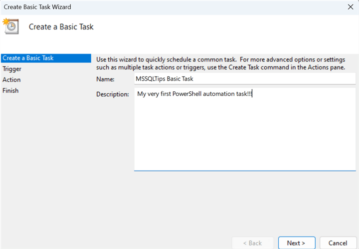 Populating Create a Basic Task