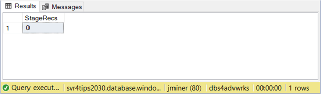 Spark and SQL server - row count of the staging table.