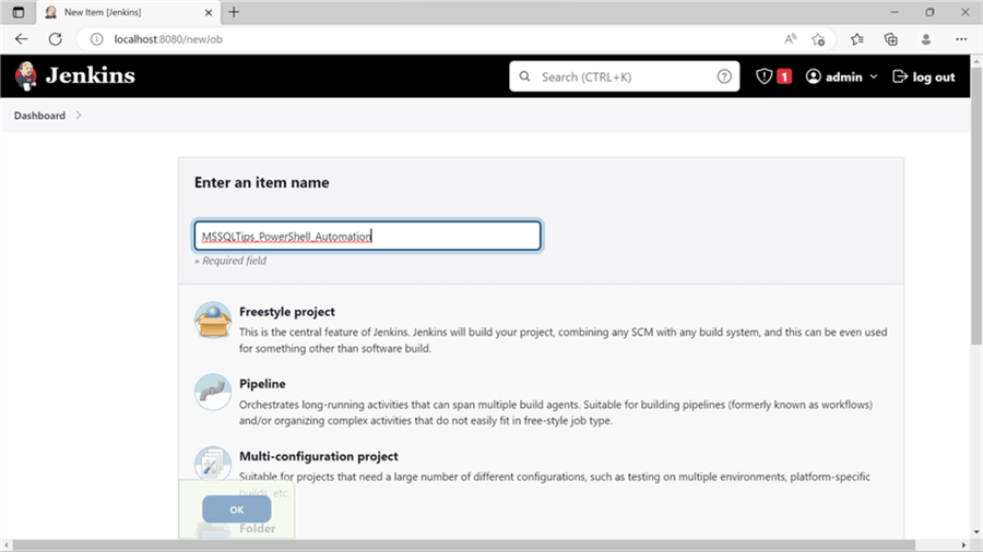 Jenkins - Create a job | Naming