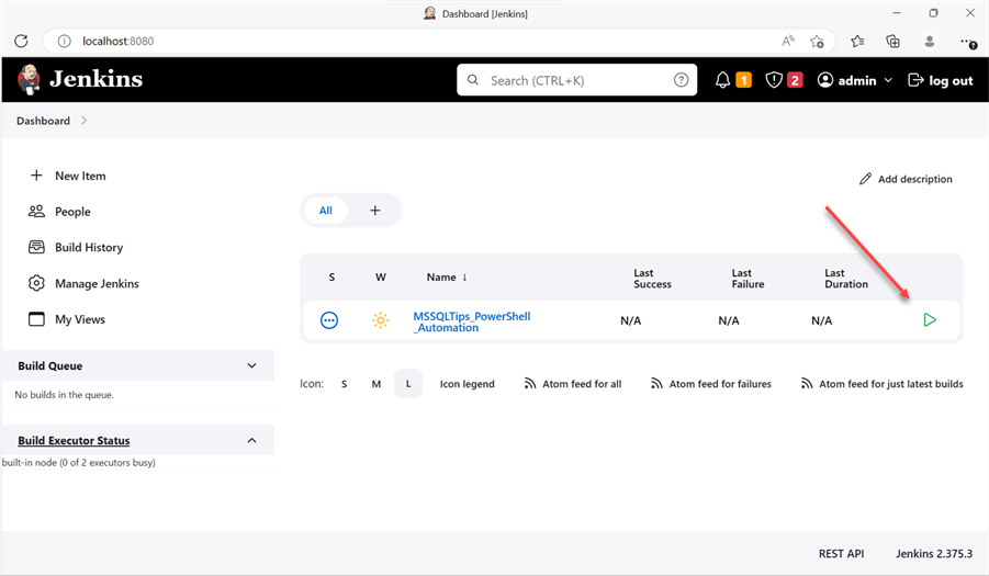 Jenkins dashboard