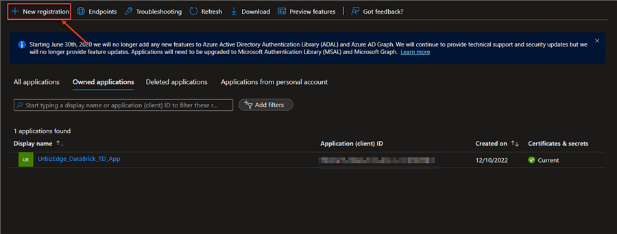 App registrations | New registration