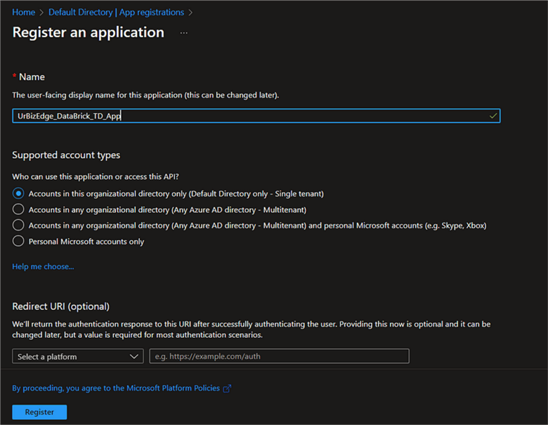 Naming, support account types, register