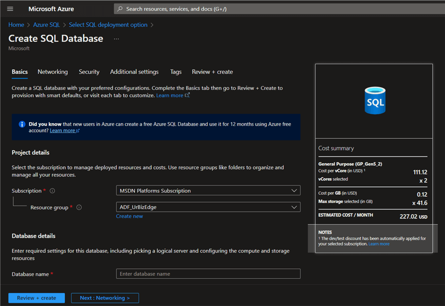 Create SQL Database Basics