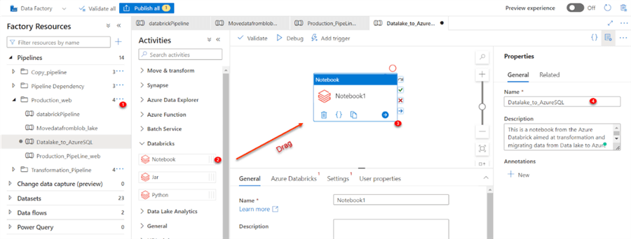 Create a pipeline activity