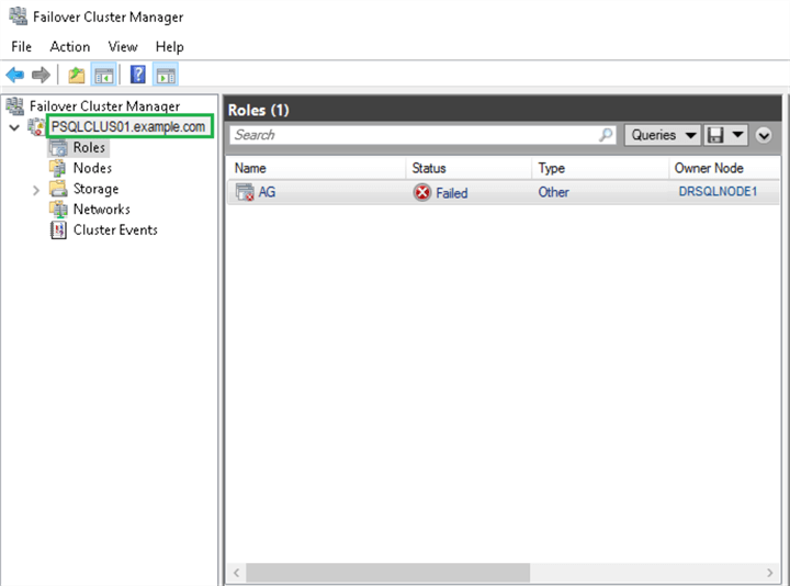 failover cluster manager