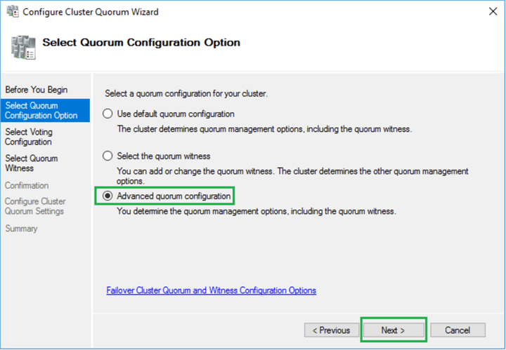 Cluster Quorum configuration