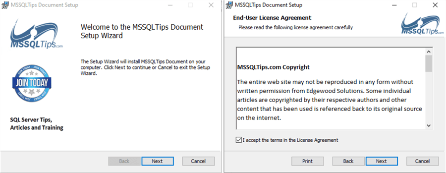 Figure 7 WixUI_InstallDir Dialogs 1 & 2