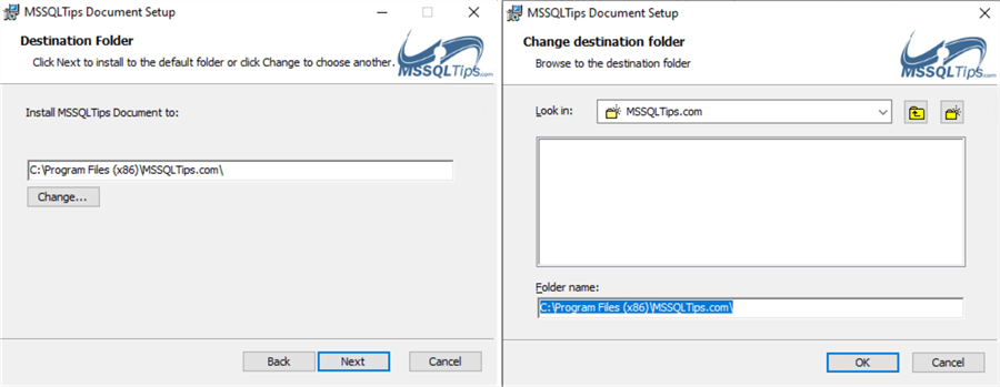 Figure 8 WixUI_InstallDir Dialogs 3 & 4
