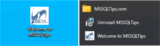 Figure 10 Shortcuts on the Desktop and in the Windows Start Menu