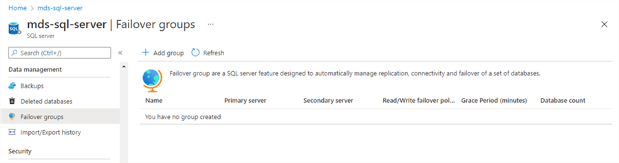 Check failover group configuration