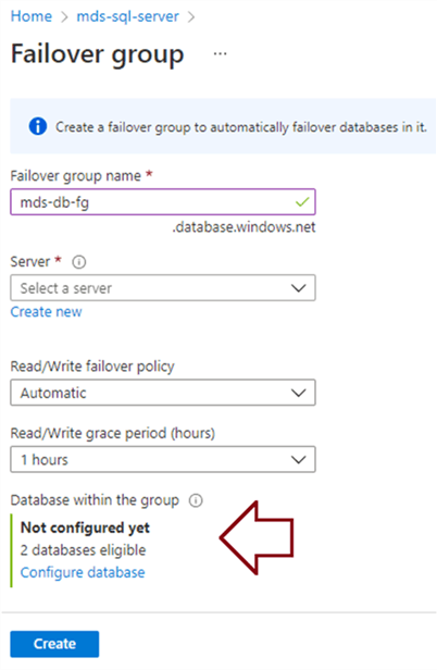Configure failover group