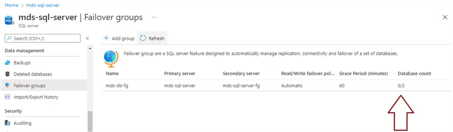 Configure failover group