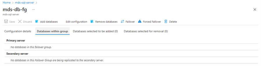 Configure failover group