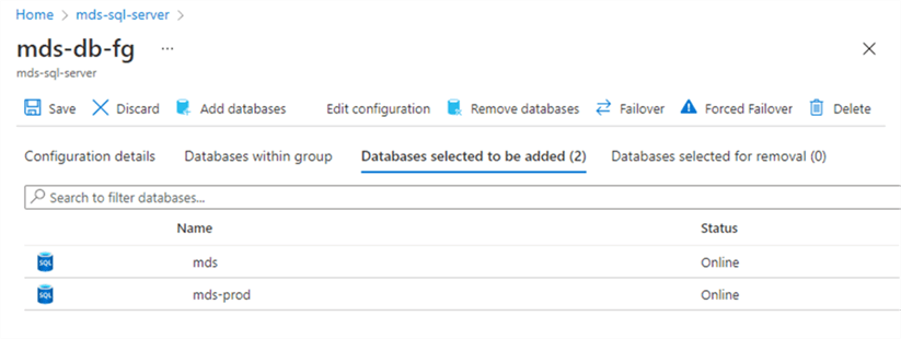 Add eligible databases to failover group