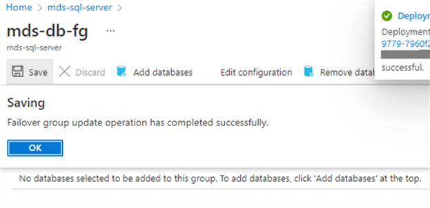 Add eligible databases to failover group