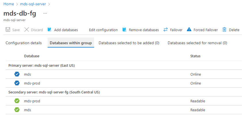 failover group configuration