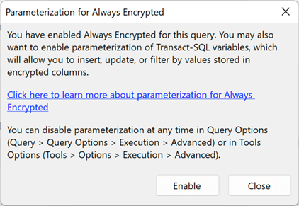 Prompt to enable parameterization of local variables