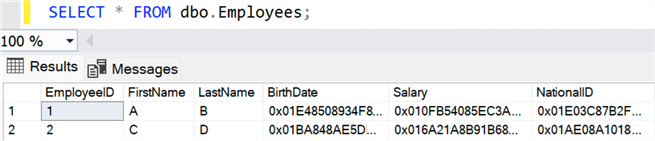 Decrypted values after adding a second row