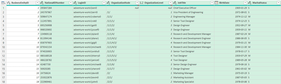 query columns