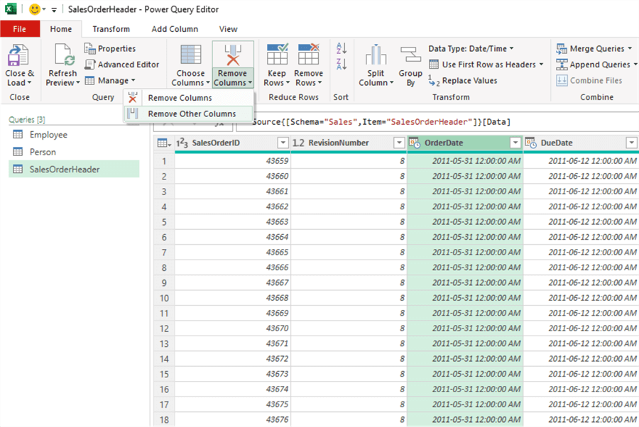 remove columns