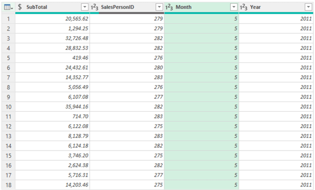 transform date column