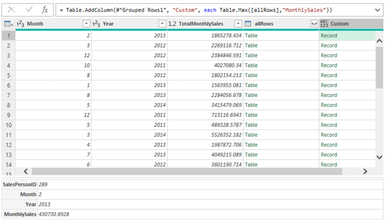custom column added