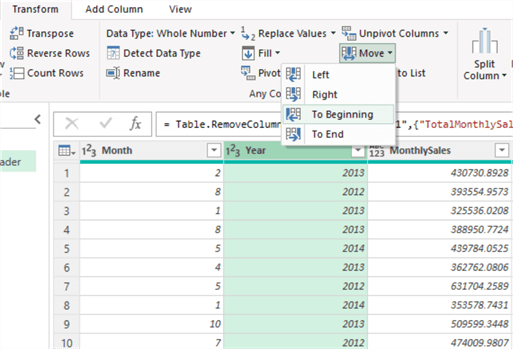 move columns