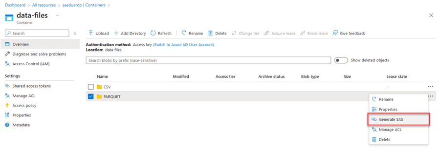 how to generate SAS url and token