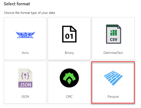 Create new pipeline: sink file format