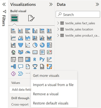 getting more visuals in the visualizations panel