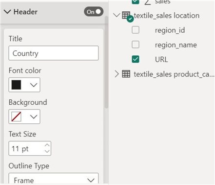 Header formatting settings