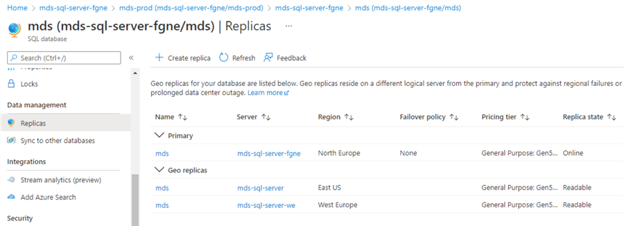 Verify geo replicas