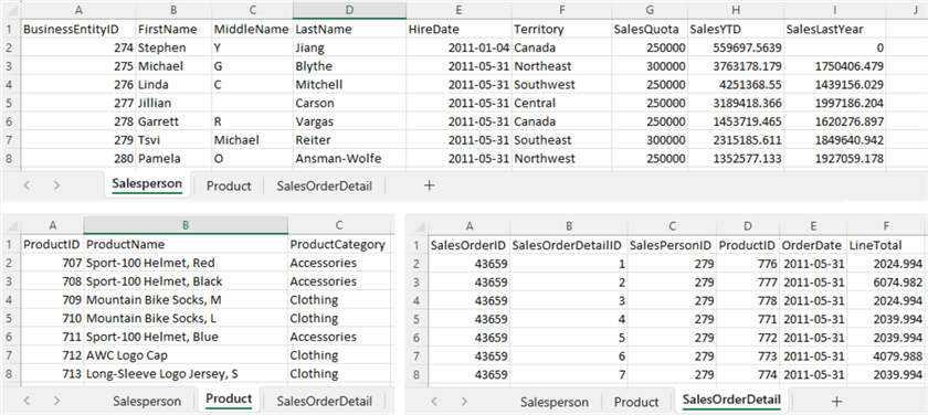 Figure 2 Sample Data in the workbook