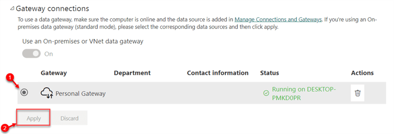 Gateway connections