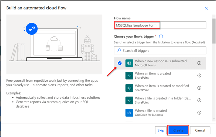 Build an automated cloud flow