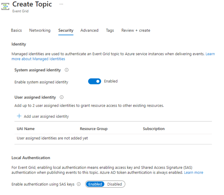 Azure Event Grid Topic Security