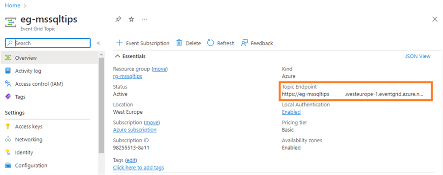 URL == Topic Endpoint